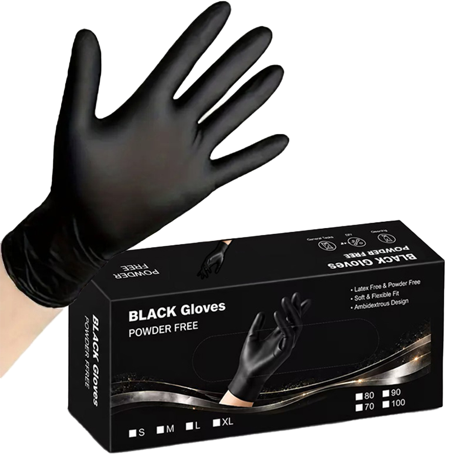 Latex Disposable Glove - 100PCS/Box Luvas de Nitrilo Pretas Descartáveis,