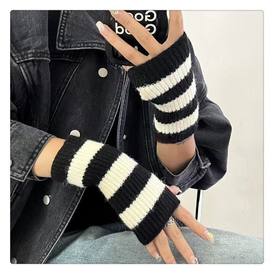Fingerless Glove Knit - Acessórios Y2k, Luvas de Inverno Quentes