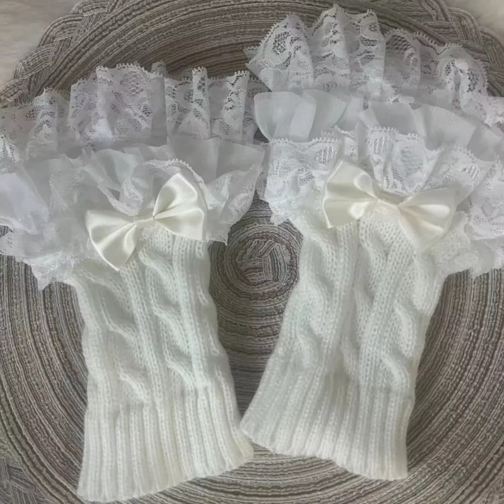 Fingerless Glove Knit - 1 par de Luvas de Renda
